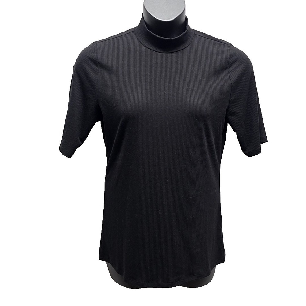 Torrid Super Soft Black Rib Knit Mock Neck Top‎ Short Sleeve Basic Layering sz 1